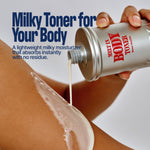 This image explain that the body toner's benefit. This toner is milky toner for all type body.